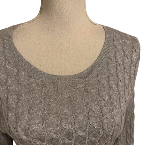 TALBOT'S #FALL2025🍁 GRAY SWEATER w/SILVER TONE SPARKLE XLARGE/PETITE #1 - Picture 2 of 7